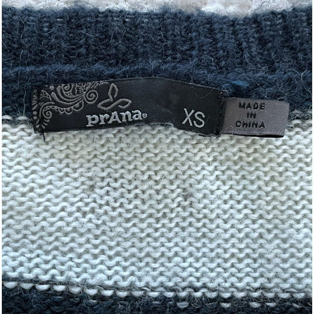 PrAna Woman's Sz XS Seffi Teal Blue Green Wool Blend Striped Pullover Sweater - Picture 5 of 8